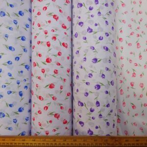 Polyester Cotton Fabric Floral Molly Tulips