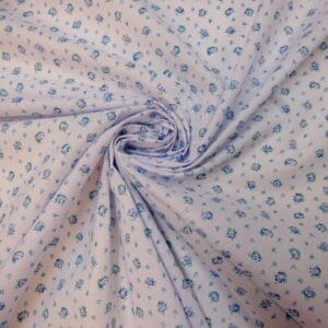 Polyester Cotton Fabric Floral Fiesta Blue