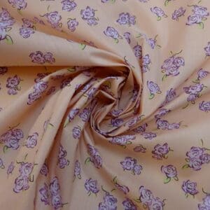Polyester Cotton Fabric Floral De Lu Lu Rose Peach