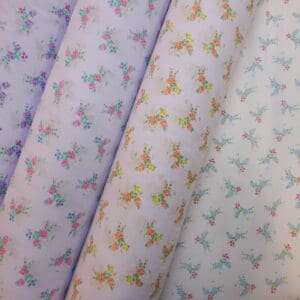 Polyester Cotton Fabric Floral Rio Beach Rose White