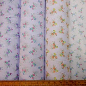 Polyester Cotton Fabric Floral Rio Beach Rose White