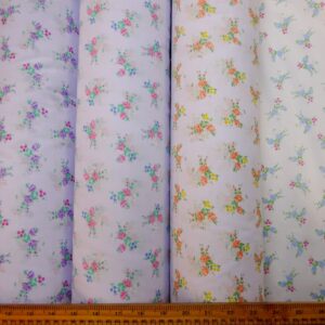 Polyester Cotton Fabric Floral Rio Beach Rose White