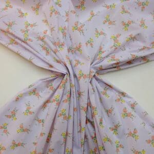 Polyester Cotton Fabric Floral Rio Beach Rose White Yellow