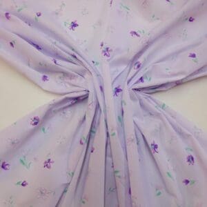 Polyester Cotton Fabric Floral Madeira Rose White/Purple