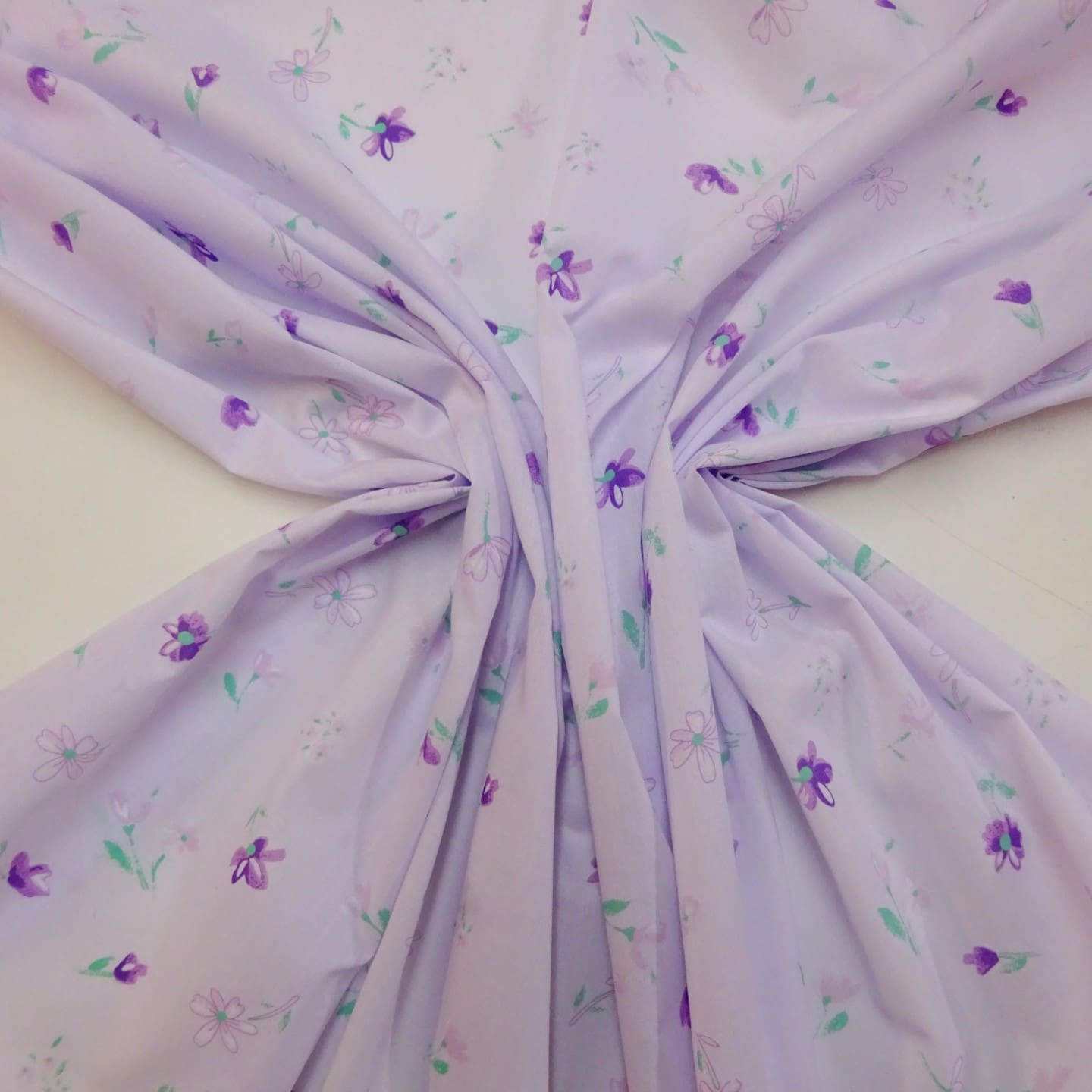 Polyester Cotton Fabric Floral Madeira Rose White/Purple