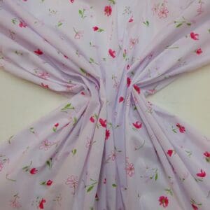 Polyester Cotton Fabric Floral Madeira Rose White/Red