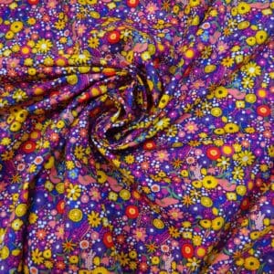 Cotton Fabric Floral Dirty Sweet Garden Purple