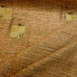 Curtain Fabric Chenille Squares Beige/Gold