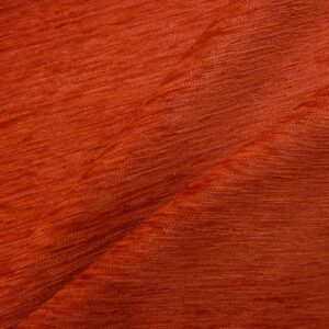 Curtain Fabric Upholstery Chenille Flakey Rib Bright Rust