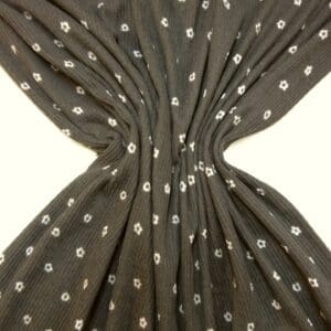 Jersey Fabric Ribbed Mary Quant Flower Grey Cream