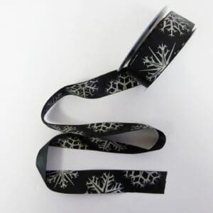 Christmas Ribbon 35mm Black Ice Silver