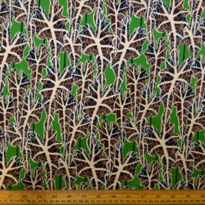 Satin Fabric Soft Polyester Bamboo Twists Emerald Brown