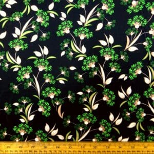 Satin Fabric Soft Polyester Floral Bush Emerald