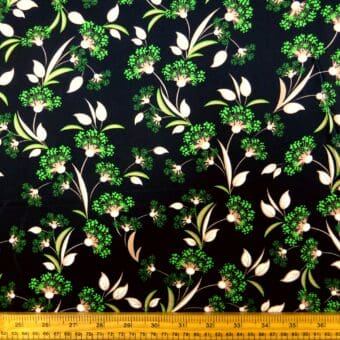 Satin Fabric Soft Polyester Floral Bush Emerald