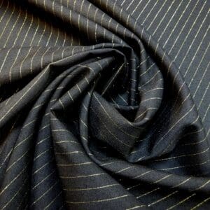 Suiting Fabric Pin Stripe Lurex 1cm Stripe Black/Gold