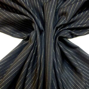 Suiting Fabric Pin Stripe Lurex 1cm Stripe Black/Gold