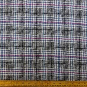 Suiting Fabric Cheeky Checks Cerise Turquoise Grey