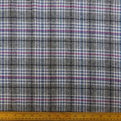 Suiting Fabric Cheeky Checks Cerise Turquoise Grey