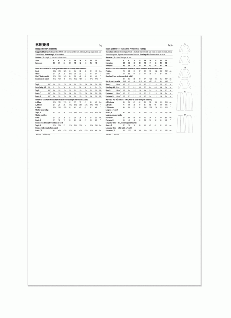 Butterick Sewing Pattern 6966 | Fabric Land