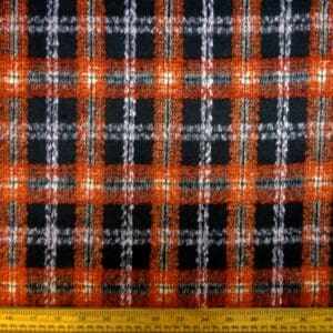 Suiting Fabric Jacketing Brushed Finish Plaid Copper Black