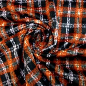 Suiting Fabric Jacketing Brushed Finish Plaid Copper Black