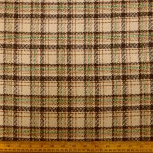 Suiting Fabric Jacketing Brushed Finish Shooting Plaid Beige Taupe