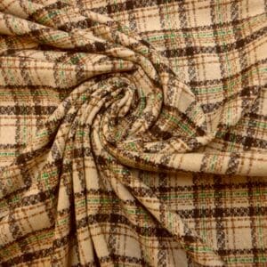 Suiting Fabric Jacketing Brushed Finish Shooting Plaid Beige Taupe