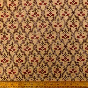 Curtain Fabric Tapestry Weight Regency Rectory Beige Red