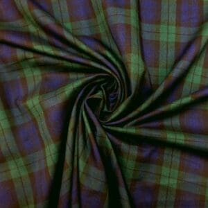 Tartan Suiting Fabric Poly Viscose Black Watch Green Navy