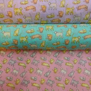 Polyester Cotton Fabric Feline Friends