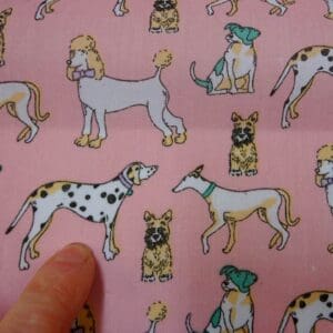 Polyester Cotton Fabric Dog Fest Pink