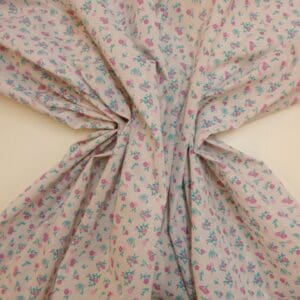 Polyester Cotton Fabric Floral Pocket Pansy Ivory