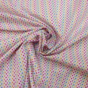 Polyester Cotton Fabric Primary Multi Diddy Spots Pink Mix