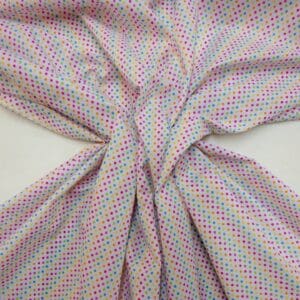 Polyester Cotton Fabric Primary Multi Diddy Spots Pink Mix