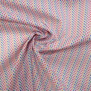 Polyester Cotton Fabric Primary Multi Diddy Spots Red Mix