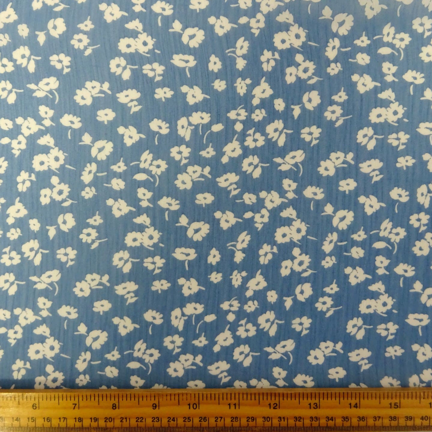 Chiffon Fabric Pansy Maze Blue White