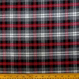 Tartan Fabric Poly Viscose Suiting Thistle Red Grey