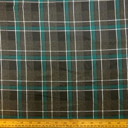 Tartan Fabric Poly Viscose Suiting Whisky Jade Grey