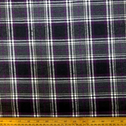 Tartan Fabric Poly Viscose Suiting Misty Purple Grey