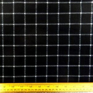 Bengaline Fabric Stretch Twill Classic Squares Black