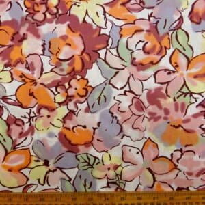 Cotton Lawn Fabric Foxglove Liberty Floral Coral Lemon Mint