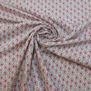 Cotton Lawn Fabric Tiggy Rose Liberty Floral White Pink