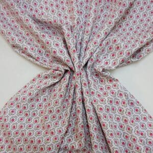 Cotton Lawn Fabric Tiggy Rose Liberty Floral White Pink