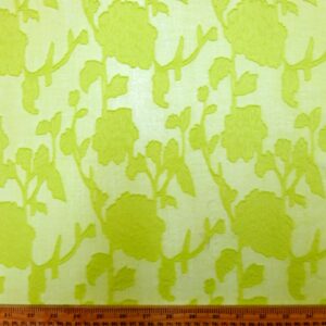 Georgette Fabric Flocked Embroidered Water Rose Lime