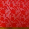 Georgette Fabric Flocked Embroidered Water Rose Coral Red