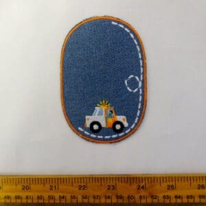 Sew On Motif Patch Police Car Light Denim