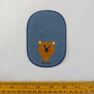 Sew On Motif Patch Bear On Light Denim