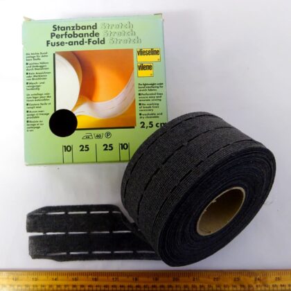 Waist Band Interfacing Stretch Fold A Band Vilene Black 25mm