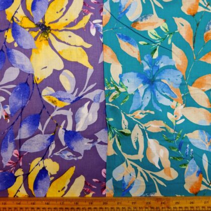 Suiting Fabric Natural Linen Floral Figi Forest