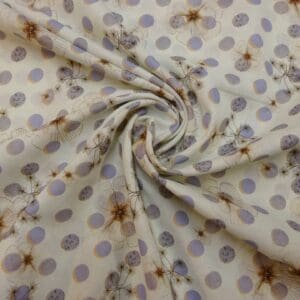 Suiting Fabric Natural Linen Floral Dandelions Cream Mauve
